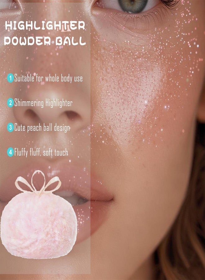 Grospe Body Shimmer Powder Puff, Makeup Powder Puff with Glitter Multi-Use Highlighter Powder Long-Lasting Soft and Comfortable Highlighter Makeup Powder Ideal Gift for Any Occasion - Image 3